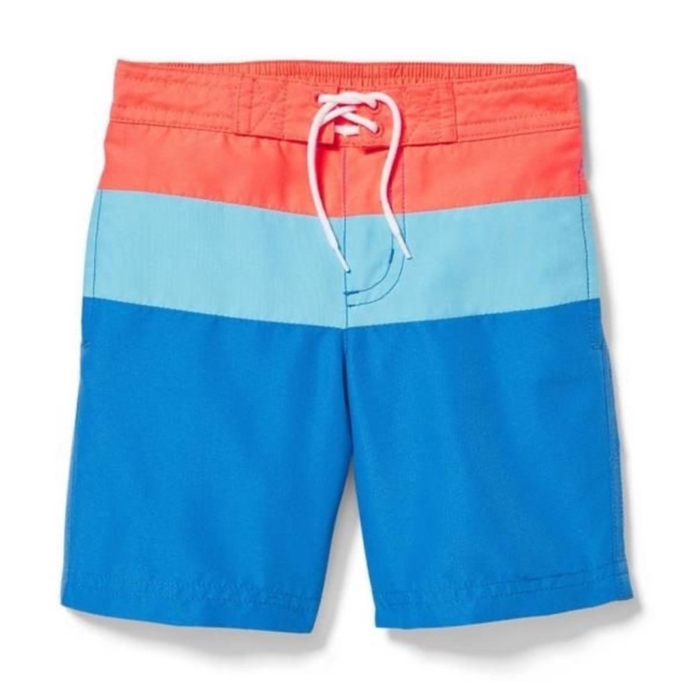 Janie & Jack Boys Color Block Swim Trunks Blue Orange 4